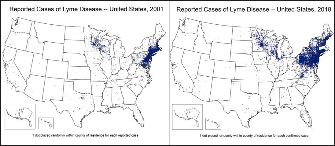 CDC Lyme Disease incidence map showing disease spread over time
